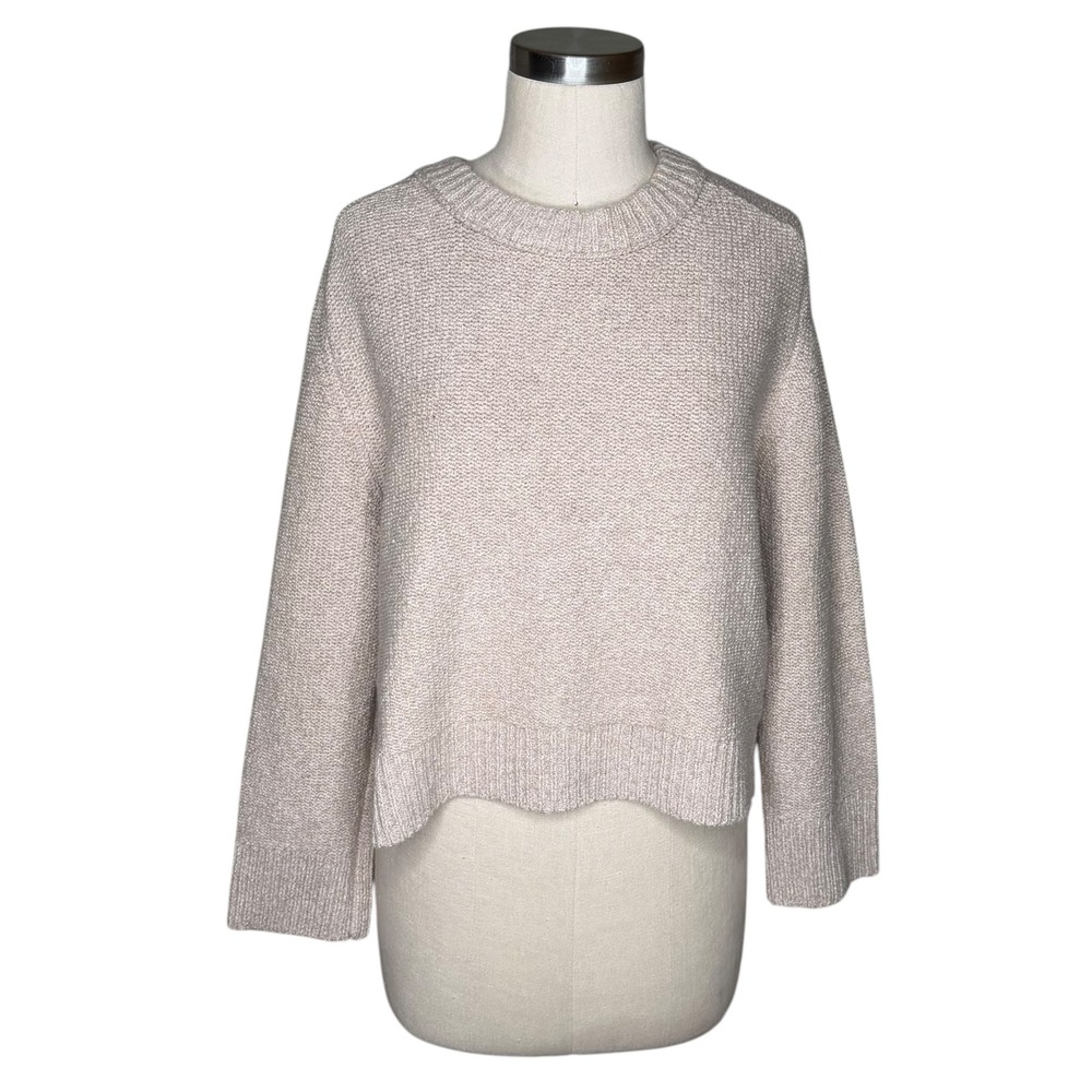 A&F Abercrombie & Fitch Sweater Oatmeal Beige Cropped Chunky Pullover Women's M